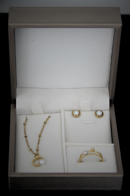 Conjunto Elegance Pérola – 3 Peças em Aço Inoxidável